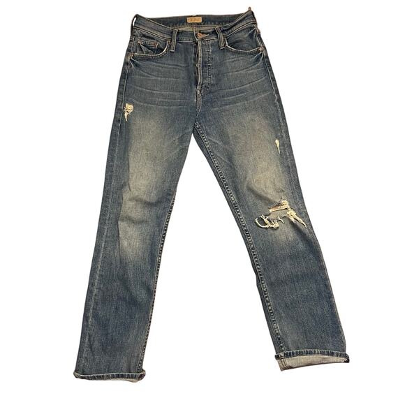 Mother The Tomcat Ankle Distressed Light Wash Denim Jeans Size 25 - Picture 3 of 6